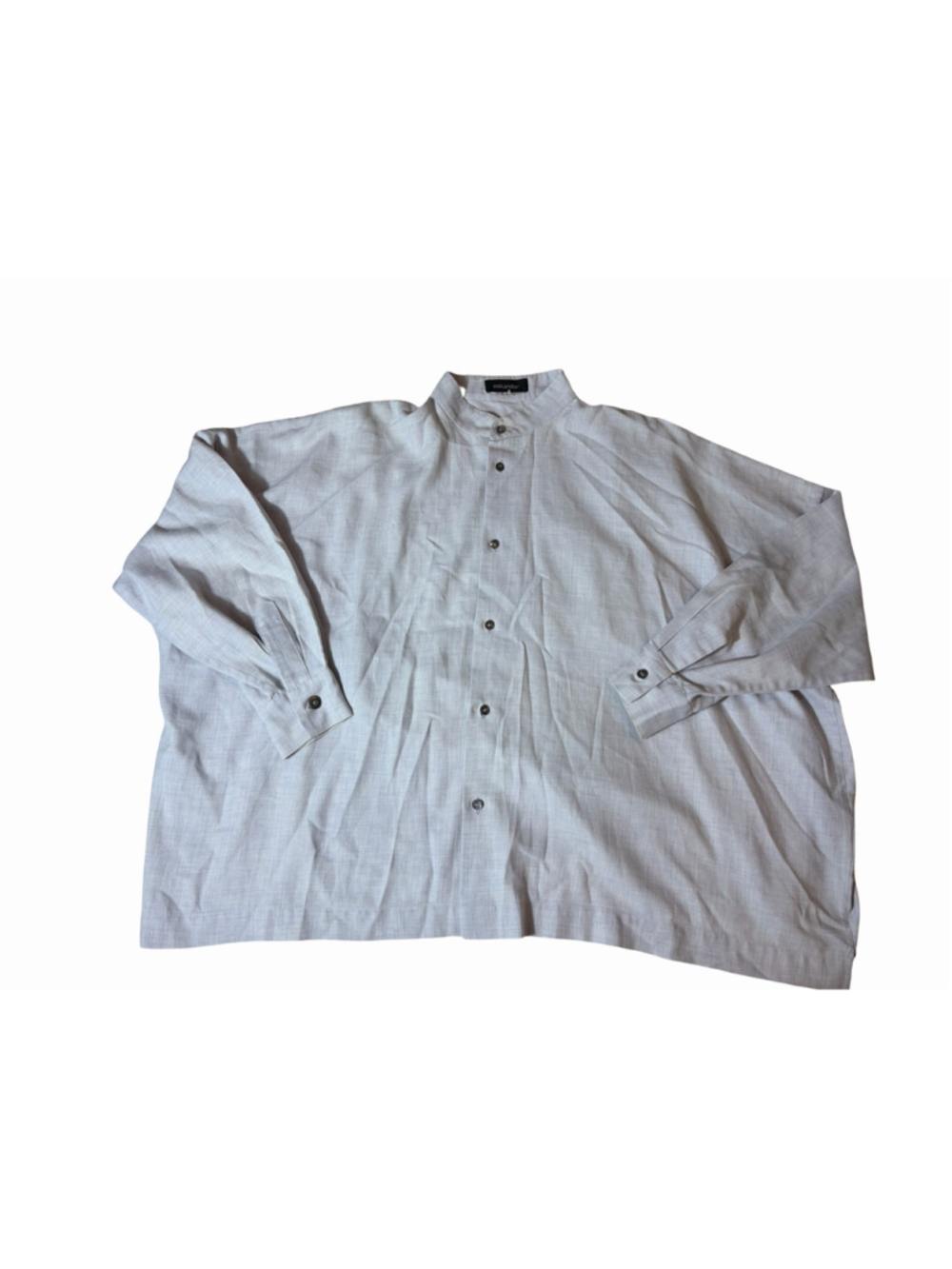 Eskandar Light Gray Cotton Wool Button Front Tunic Shirt Made in England